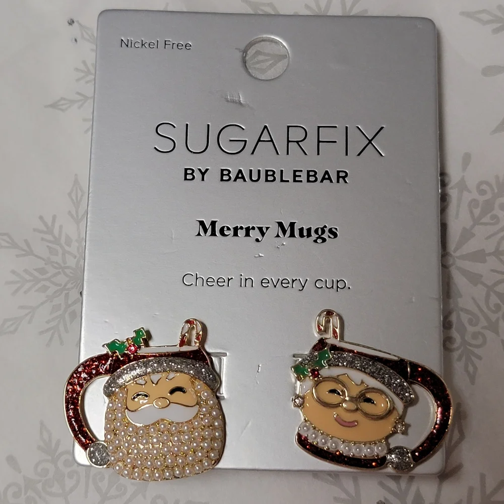 SUGARFIX by BaubleBar Merry Mugs Christmas Santa Mr. & Mrs. Clause Earrings